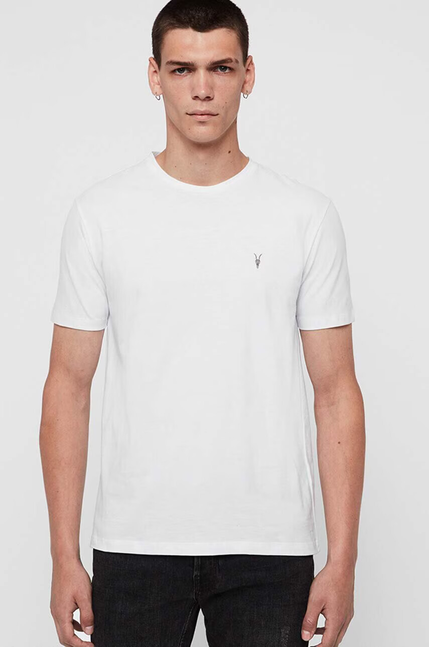 AllSaints Памучна тениска в бяло с изчистен дизайн - Pepit.bg