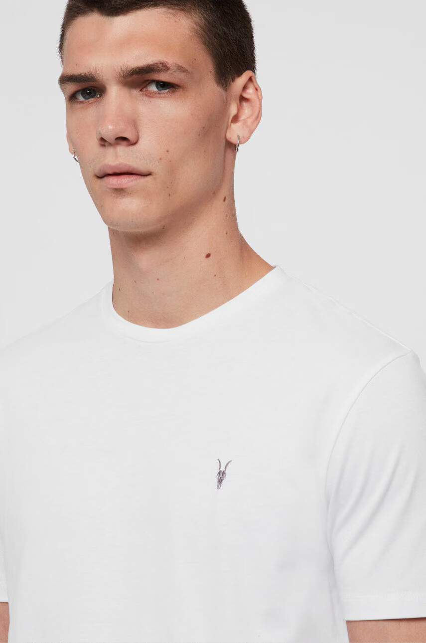 AllSaints Памучна тениска в бяло с изчистен дизайн - Pepit.bg