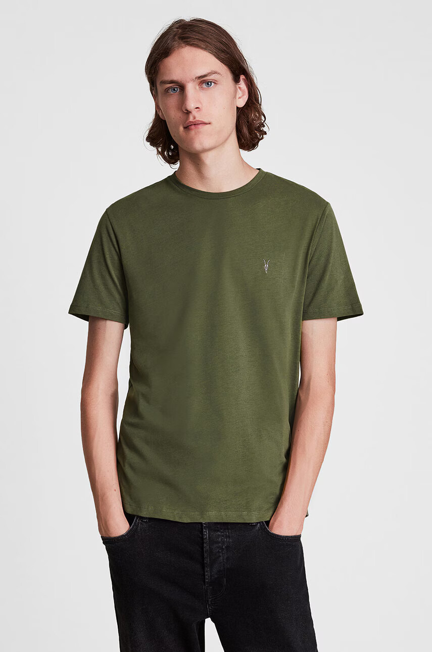 AllSaints Памучна тениска с изчистен дизайн - Pepit.bg