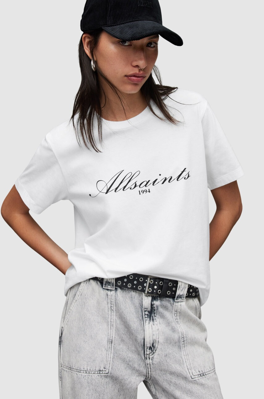 AllSaints Памучна тениска в бяло - Pepit.bg