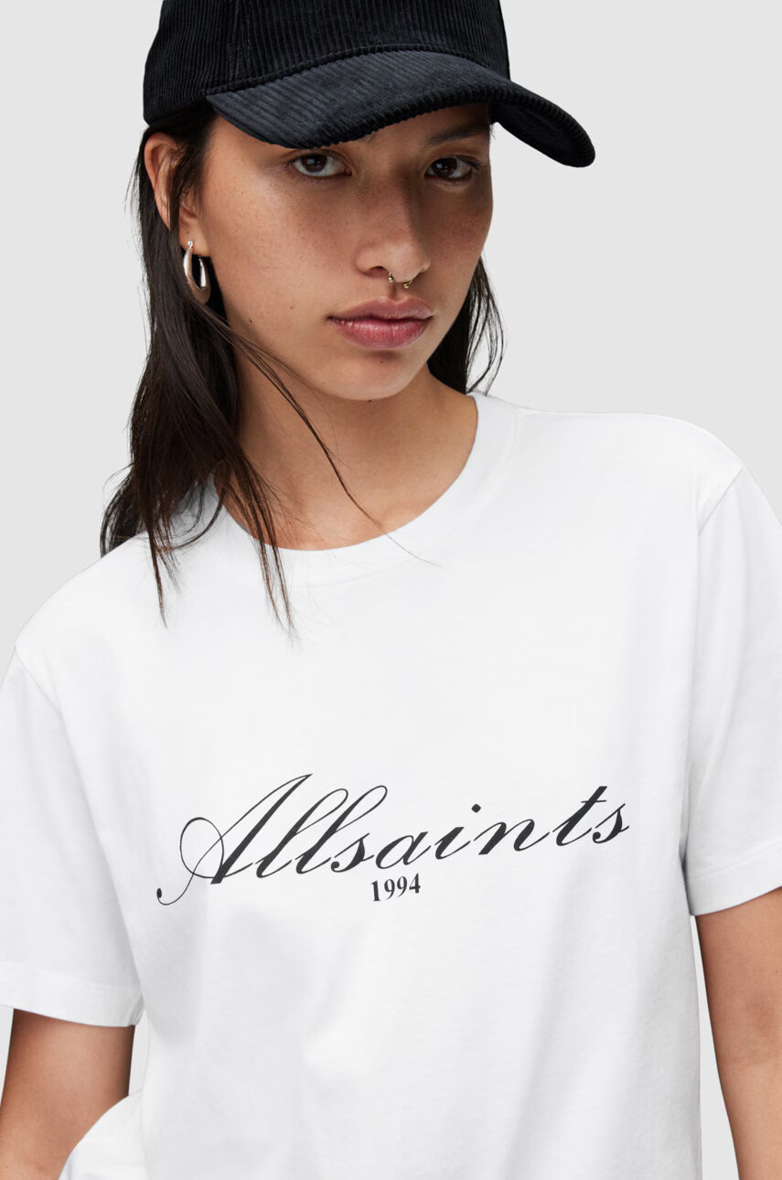 AllSaints Памучна тениска в бяло - Pepit.bg