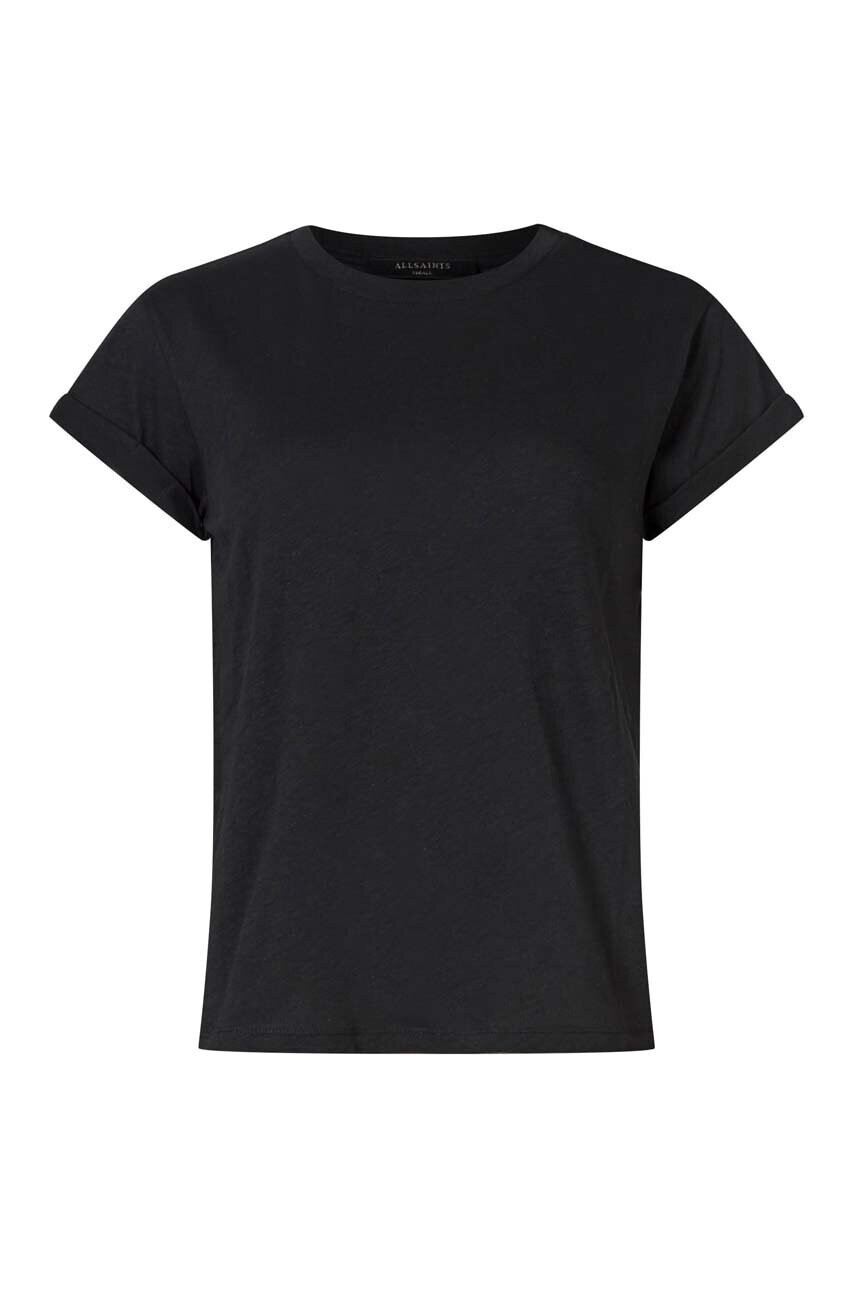 AllSaints Памучна тениска в черно - Pepit.bg