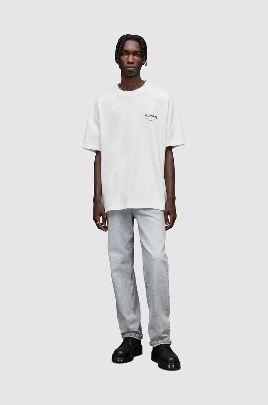 AllSaints Памучна тениска в бяло с принт - Pepit.bg