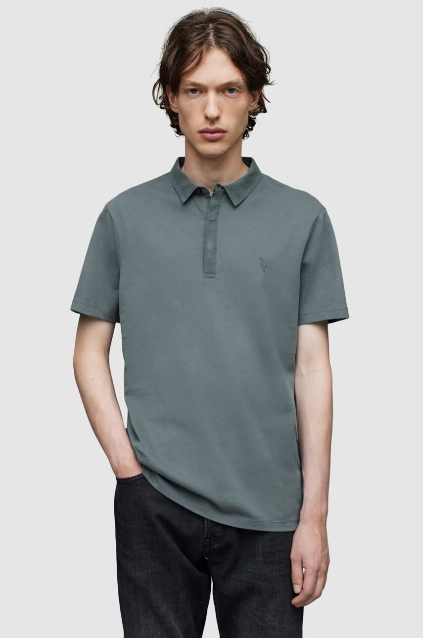 AllSaints Памучна тениска с яка - Pepit.bg