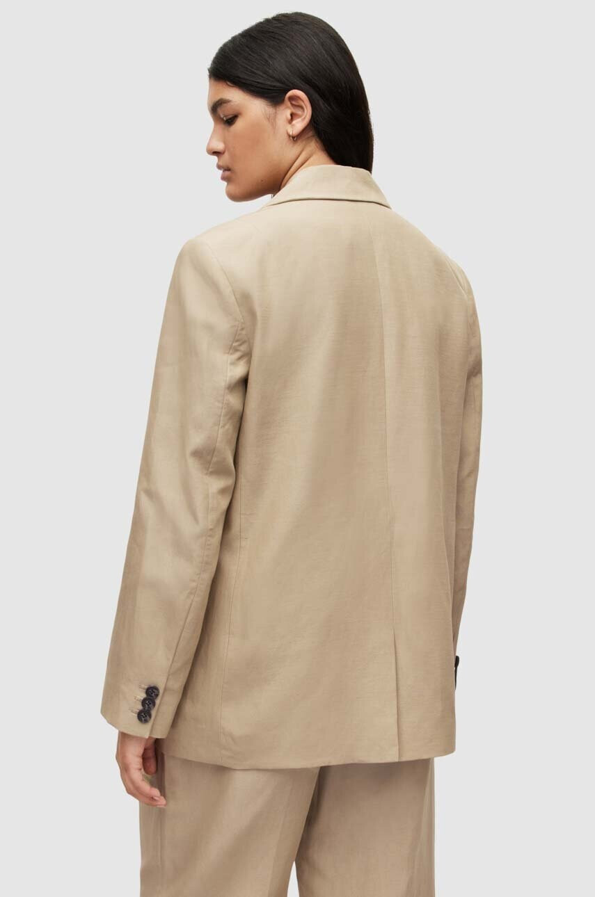 AllSaints Сако с лен в бежово с уголемена кройка с изчистен дизайн - Pepit.bg