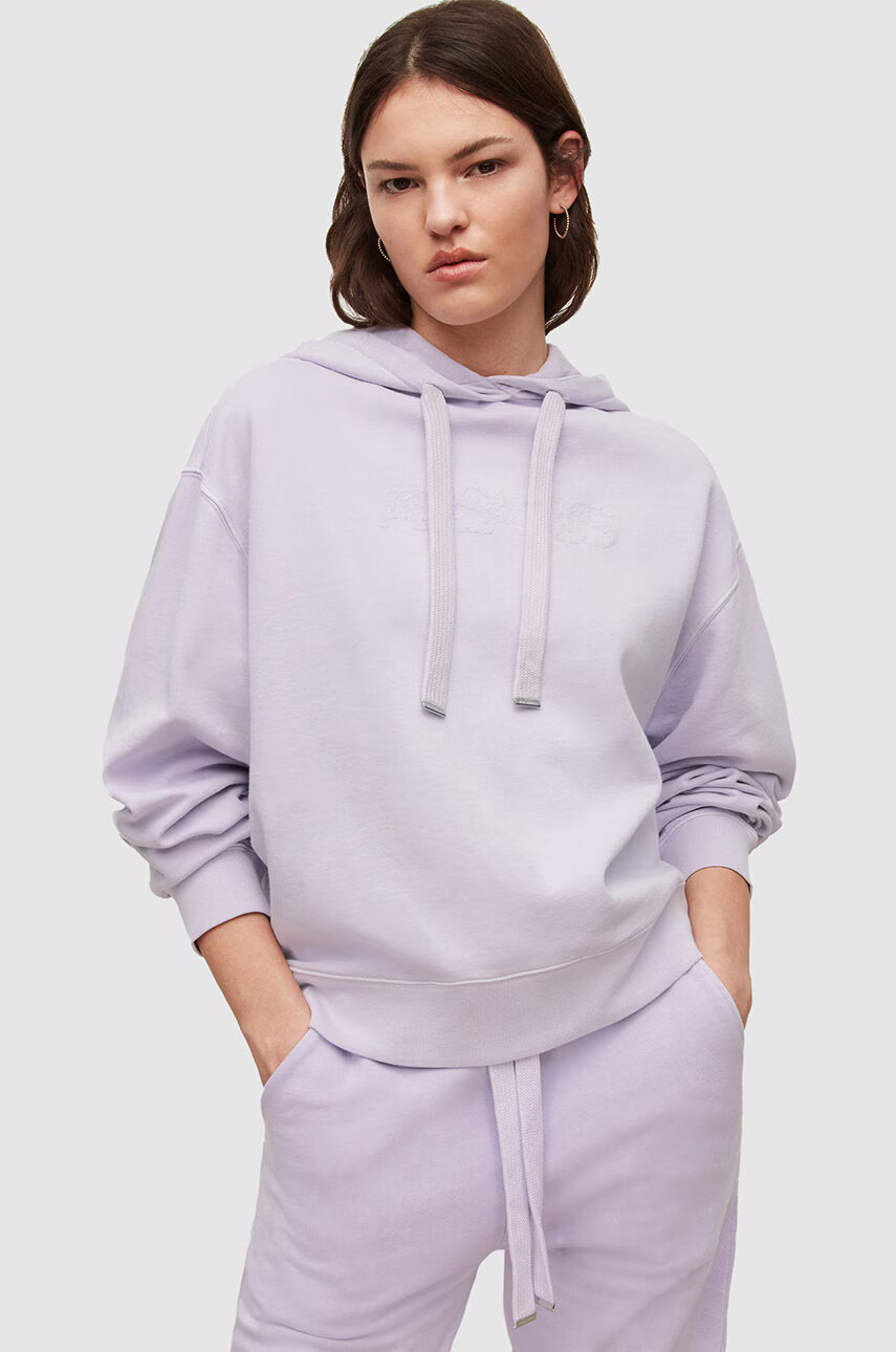 AllSaints Суичър в лилаво с изчистен дизайн - Pepit.bg