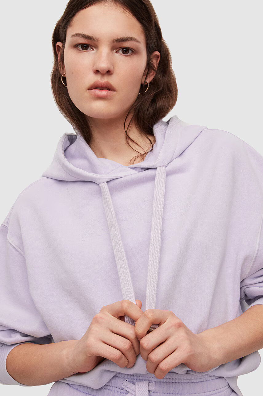 AllSaints Суичър в лилаво с изчистен дизайн - Pepit.bg