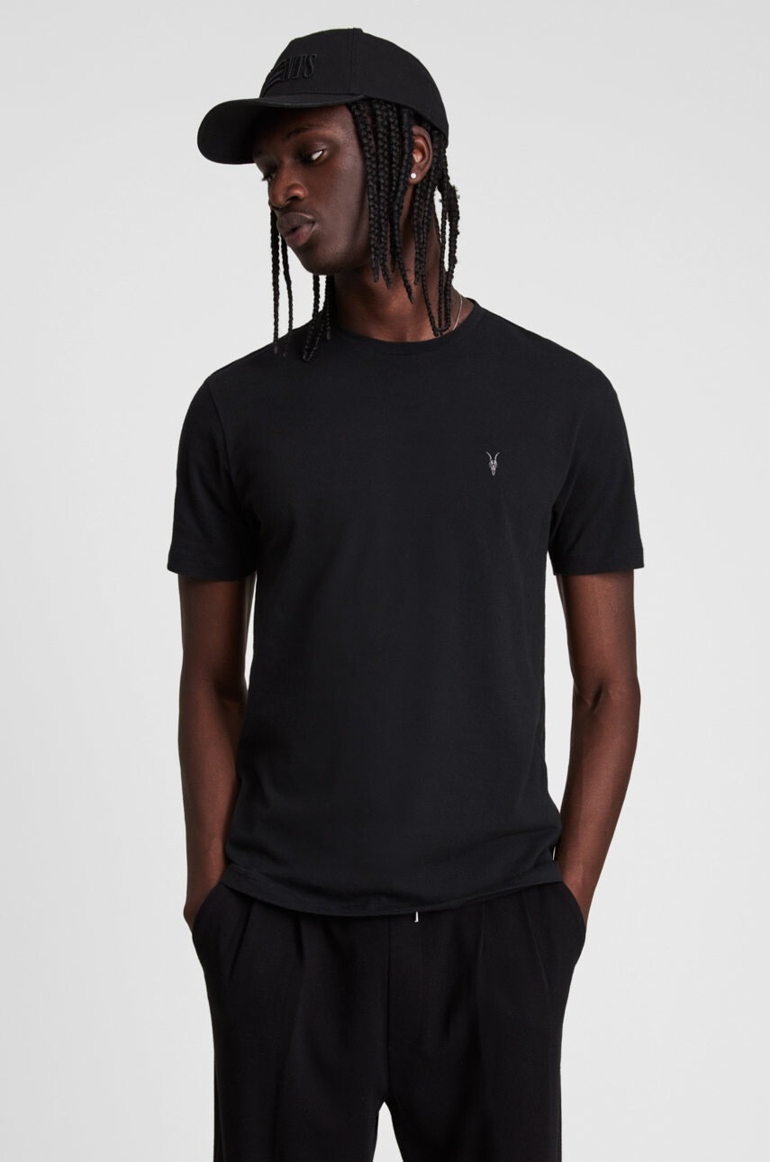 AllSaints Тениска в черно с изчистен дизайн - Pepit.bg