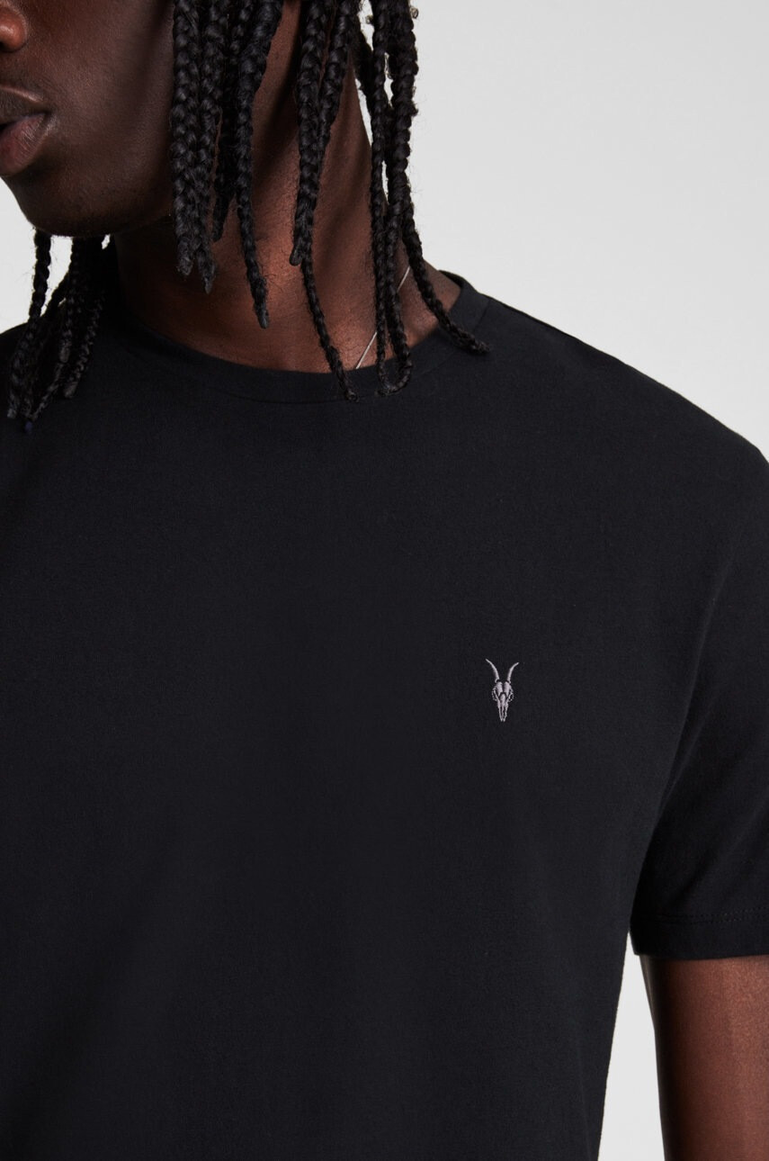 AllSaints Тениска в черно с изчистен дизайн - Pepit.bg