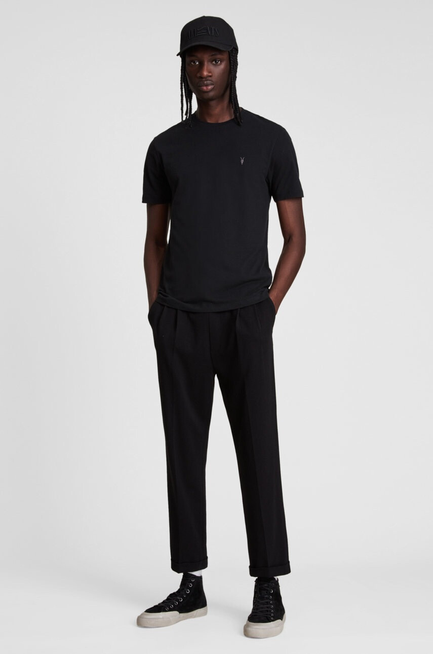 AllSaints Тениска в черно с изчистен дизайн - Pepit.bg