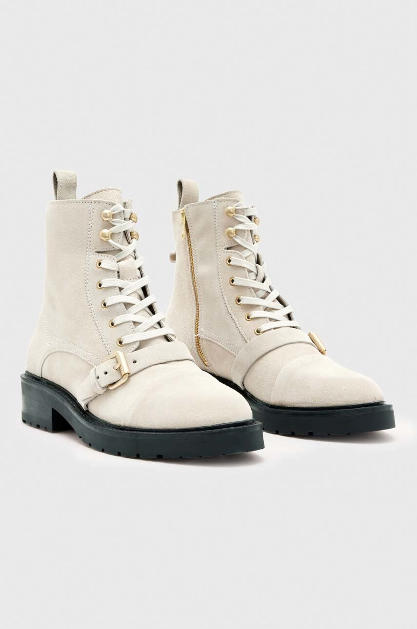 AllSaints Велурени боти Donita Suede в бяло с висок ток - Pepit.bg