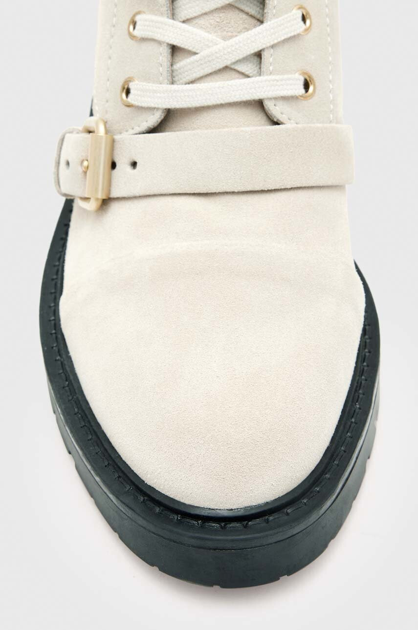 AllSaints Велурени боти Donita Suede в бяло с висок ток - Pepit.bg
