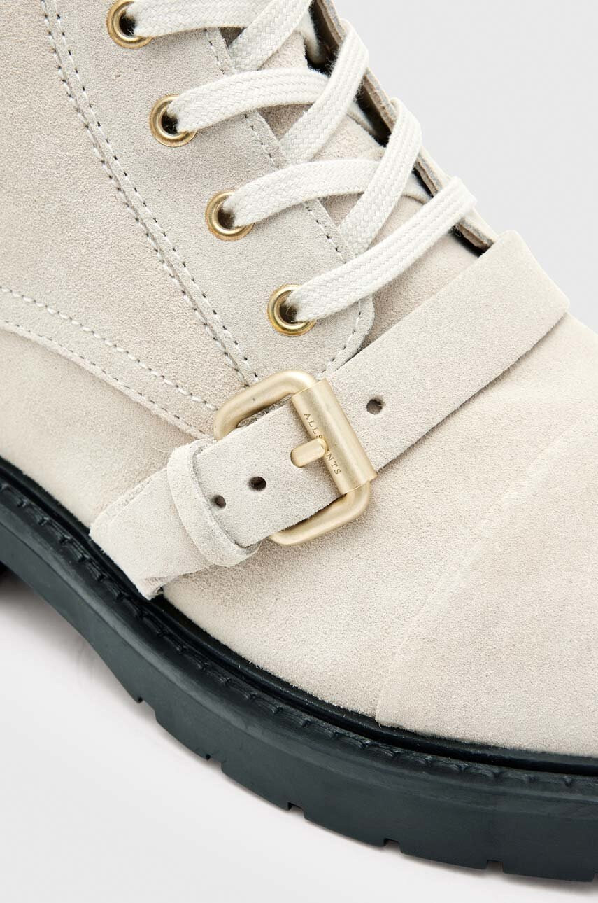 AllSaints Велурени боти Donita Suede в бяло с висок ток - Pepit.bg