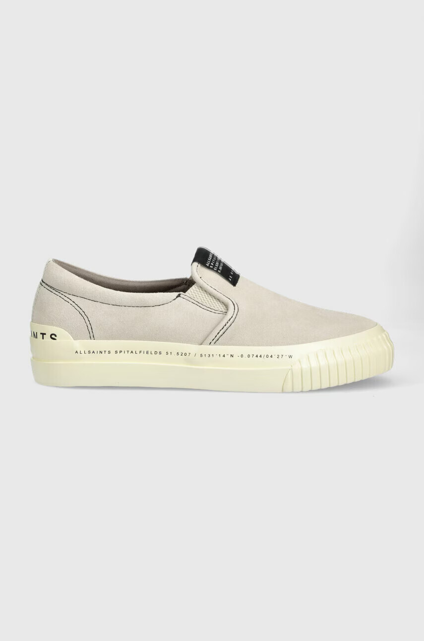 AllSaints Велурени кецове SLIP в сиво MZ0053A - Pepit.bg