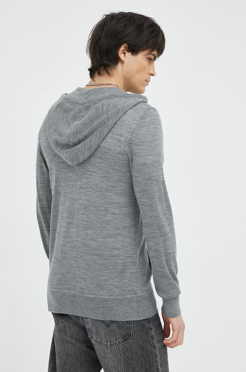 AllSaints Вълнен суичър в сив меланж с качулка - Pepit.bg