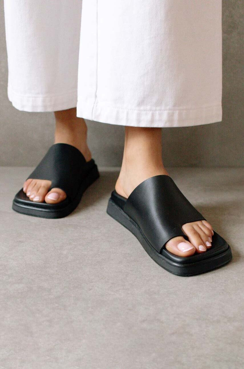 Alohas Кожени чехли Toe Ring Flop в черно S00174.25 - Pepit.bg