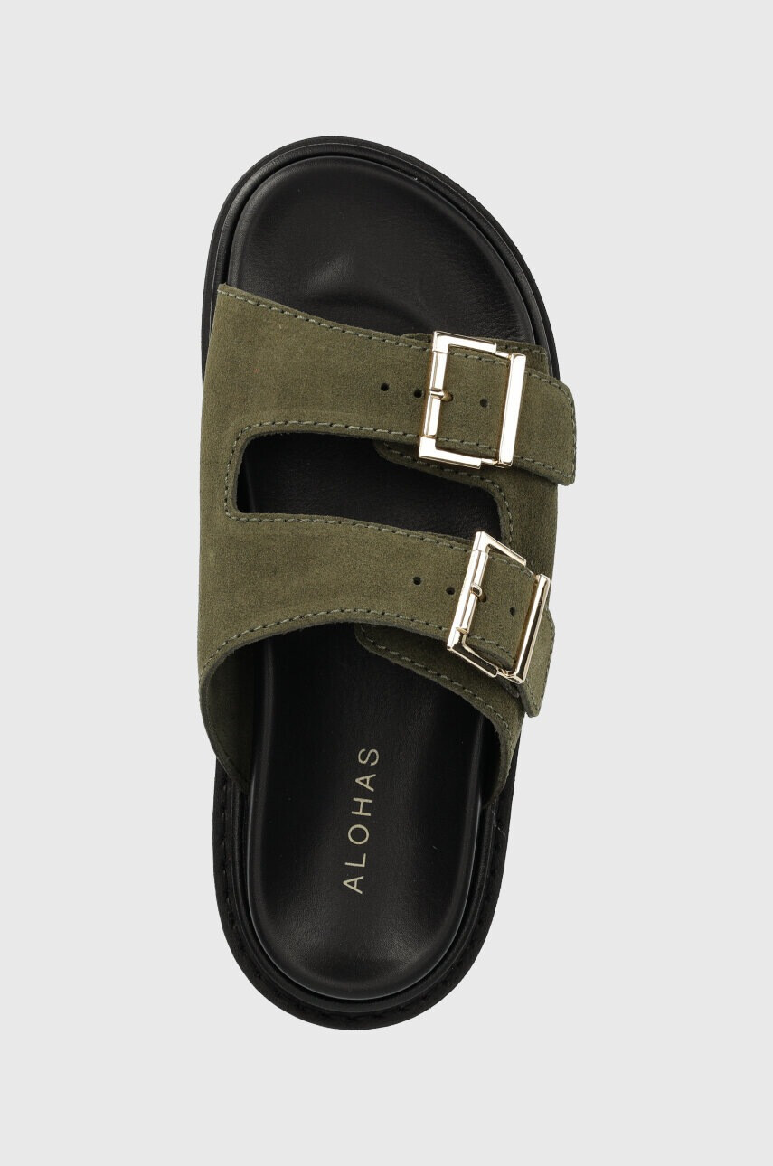 Alohas Велурени чехли Buckle Strap в зелено с платформа S00204.50 - Pepit.bg