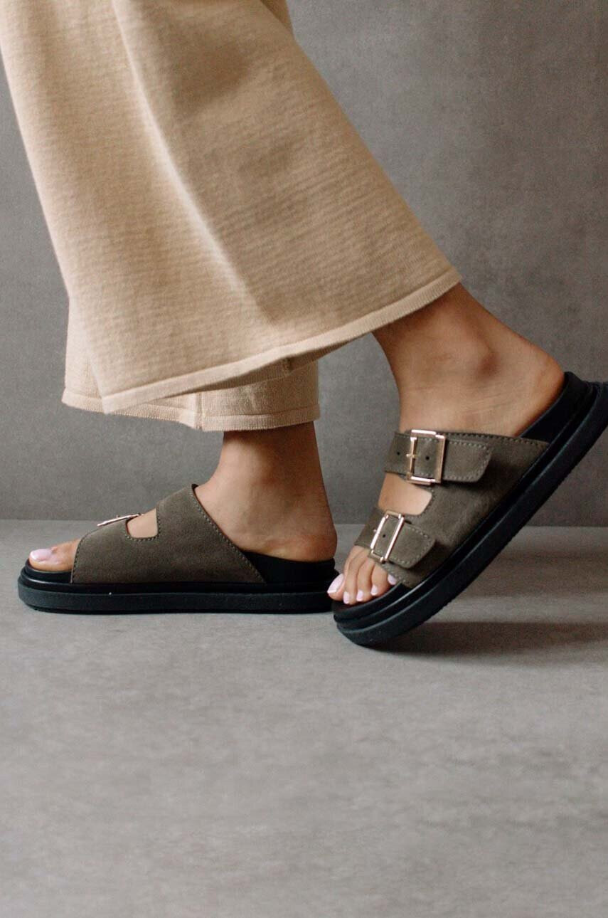 Alohas Велурени чехли Buckle Strap в зелено с платформа S00204.50 - Pepit.bg