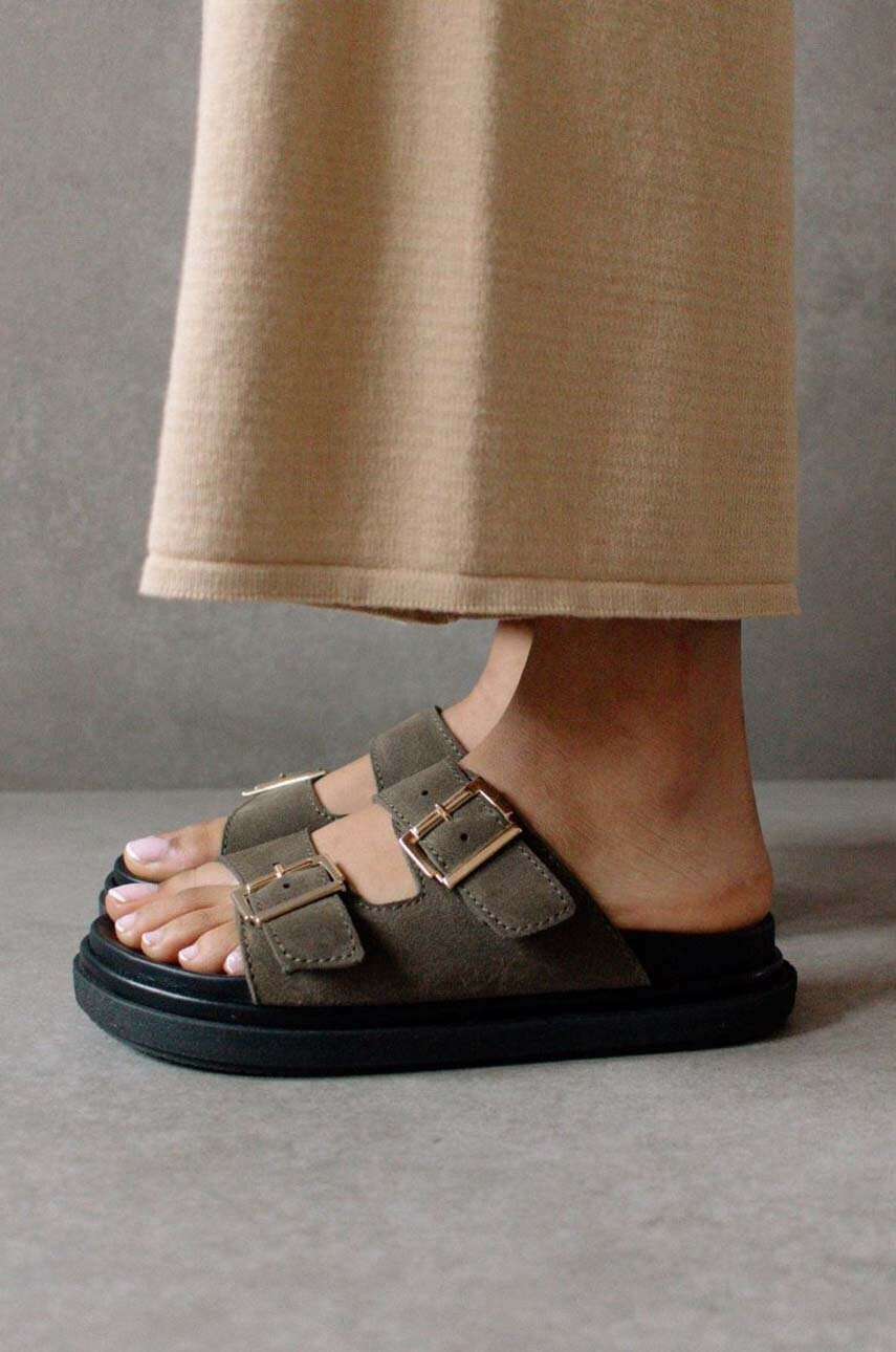 Alohas Велурени чехли Buckle Strap в зелено с платформа S00204.50 - Pepit.bg