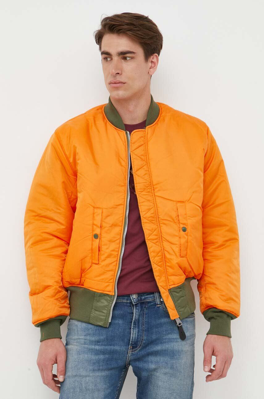 Alpha Industries Яке бомбър с две лица MA-1 в зелено с преходна изолация 100101.01 - Pepit.bg