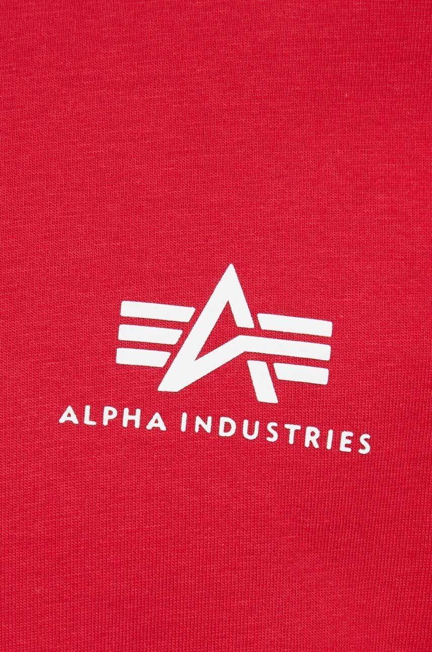 Alpha Industries Памучна тениска в червено с принт - Pepit.bg