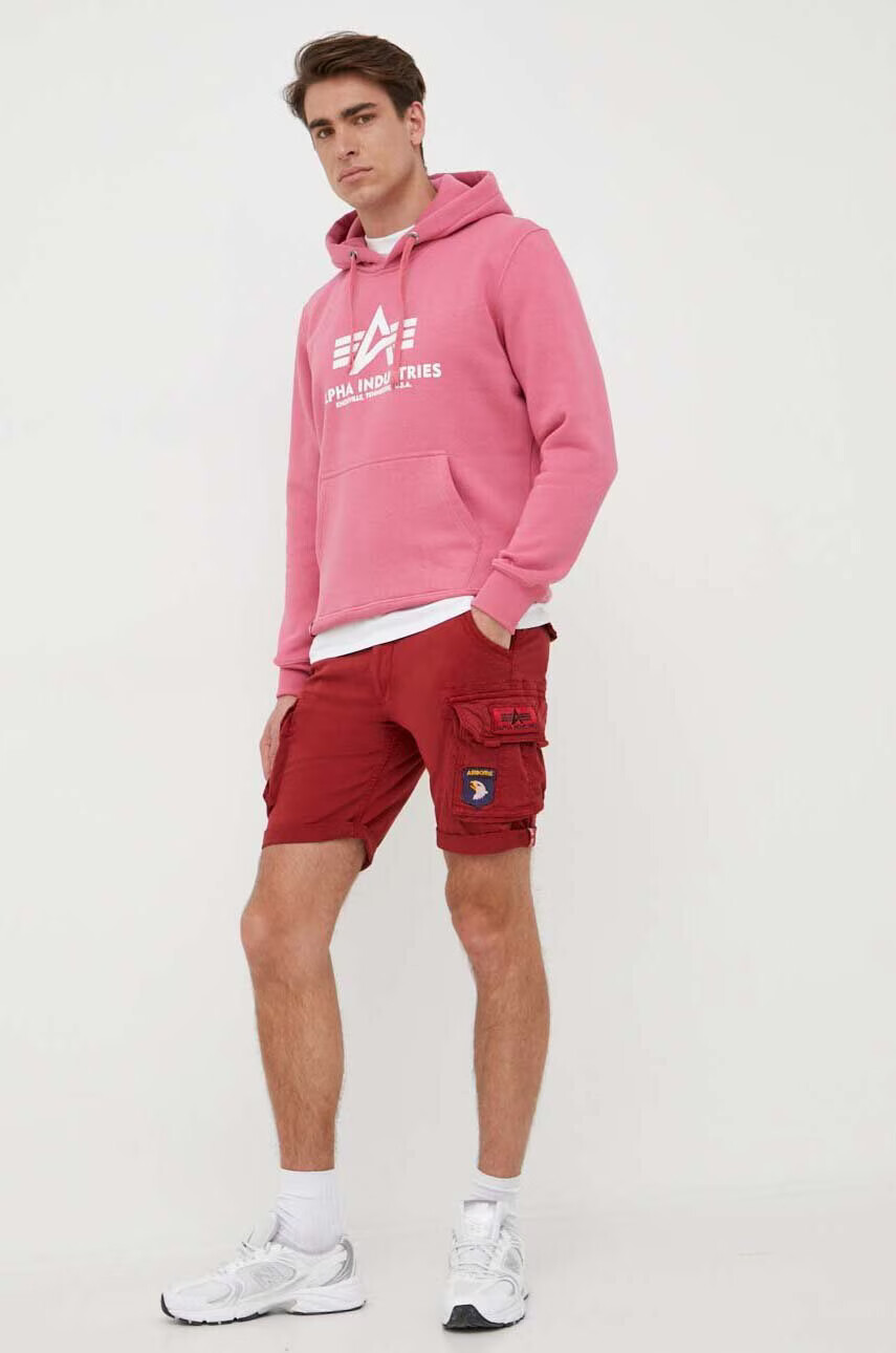Alpha Industries Суичър в розово с качулка с принт - Pepit.bg