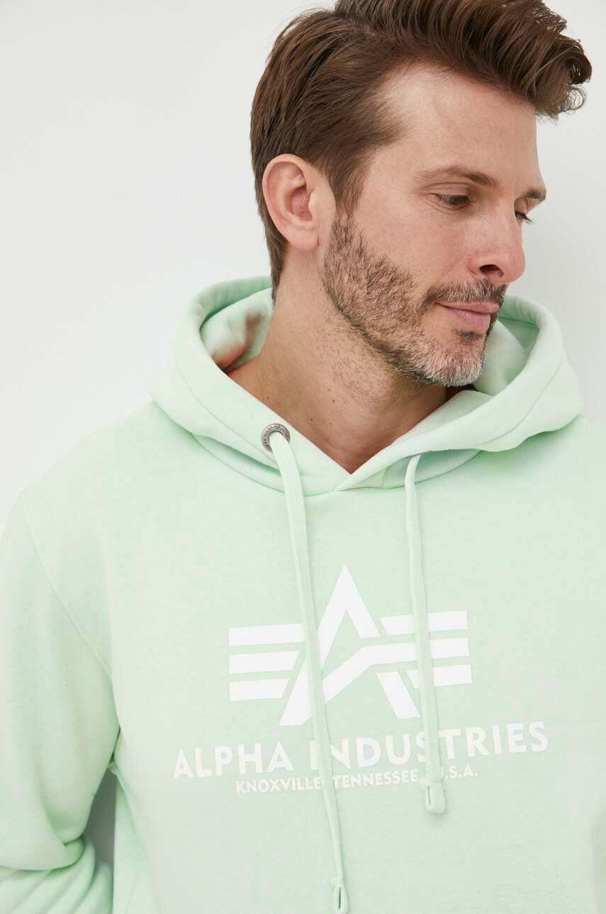 Alpha Industries Суичър в зелено с принт - Pepit.bg