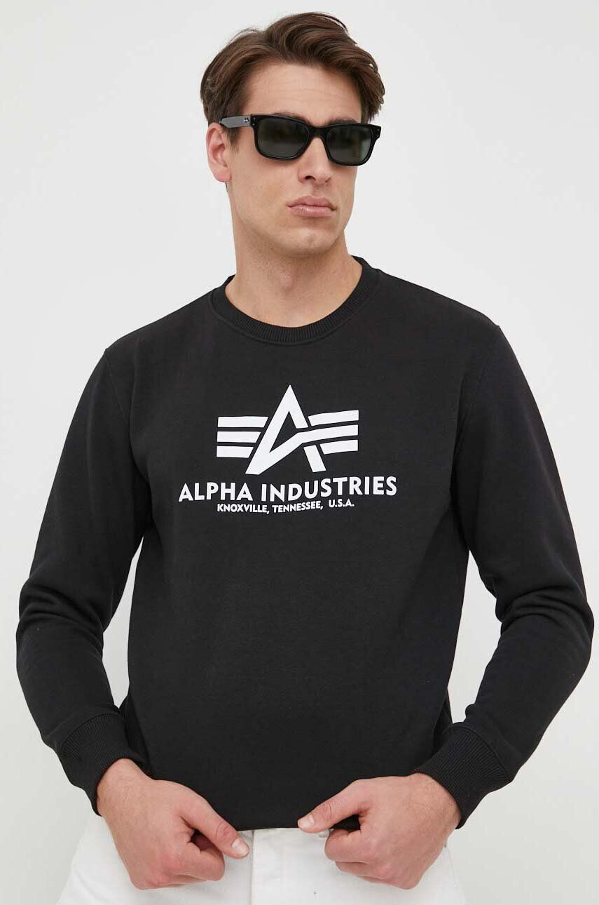 Alpha Industries Суичър Basic Sweater в черно с принт 178302.03 - Pepit.bg