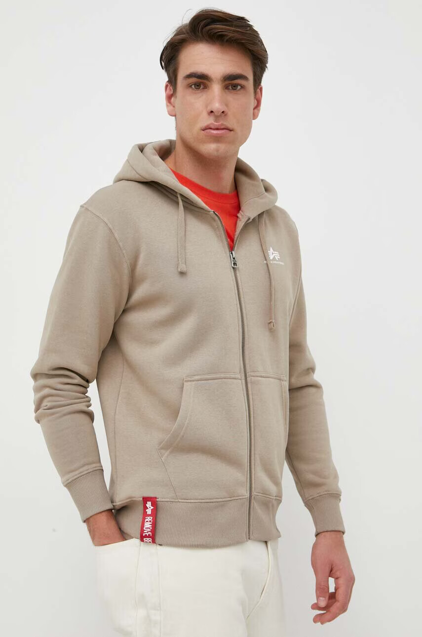 Alpha Industries Суичър в бежово с качулка с принт - Pepit.bg