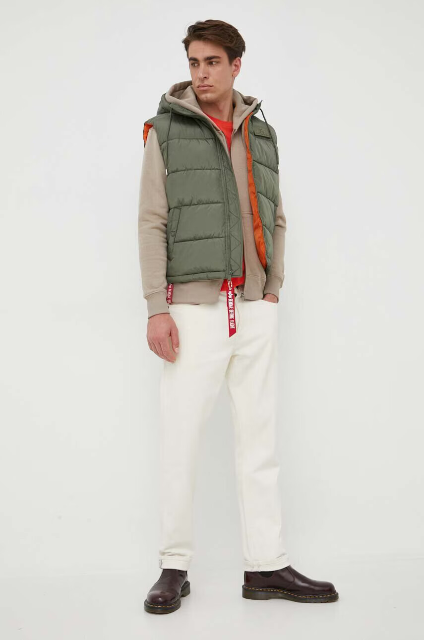 Alpha Industries Суичър в бежово с качулка с принт - Pepit.bg