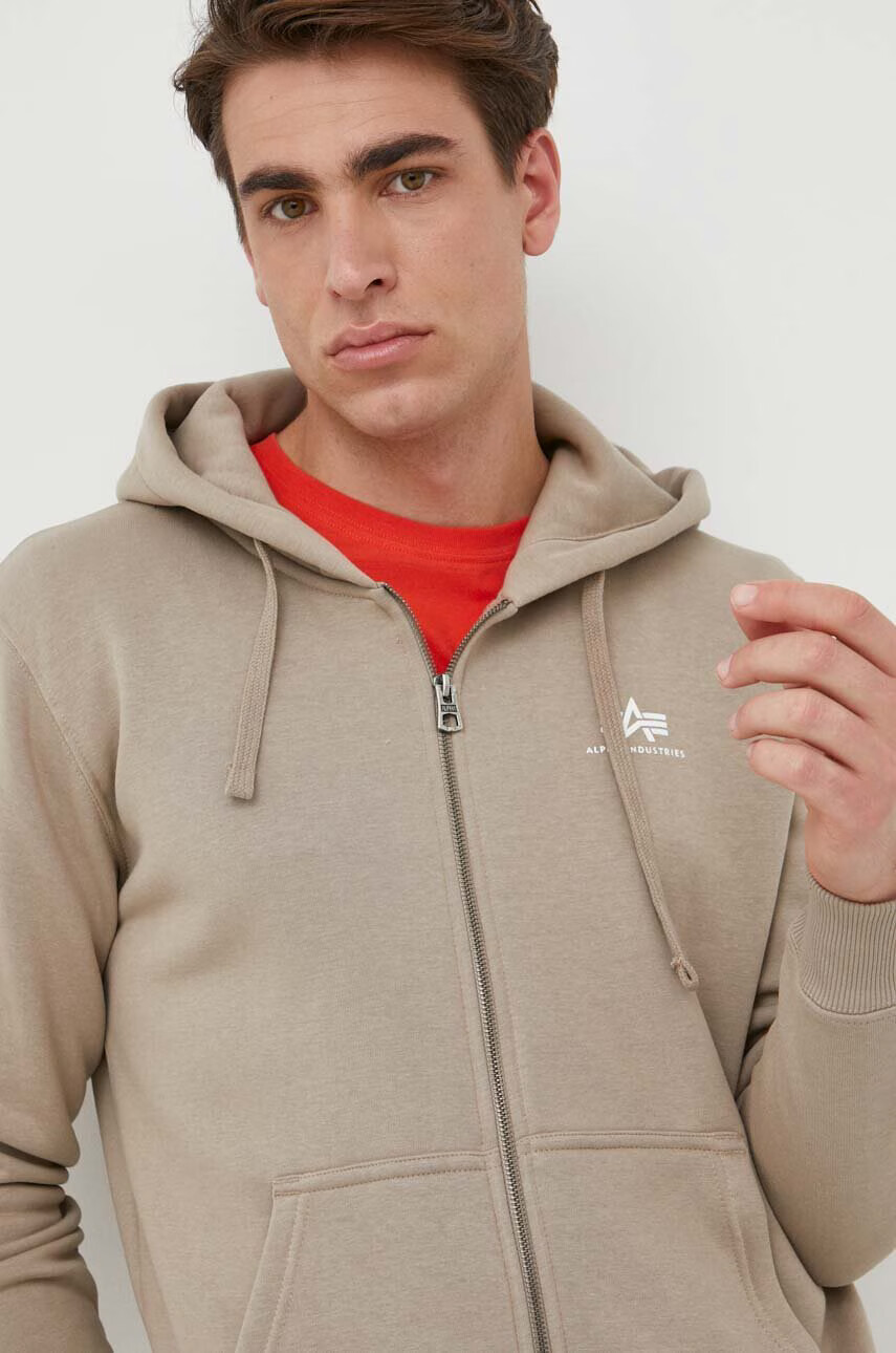 Alpha Industries Суичър в бежово с качулка с принт - Pepit.bg