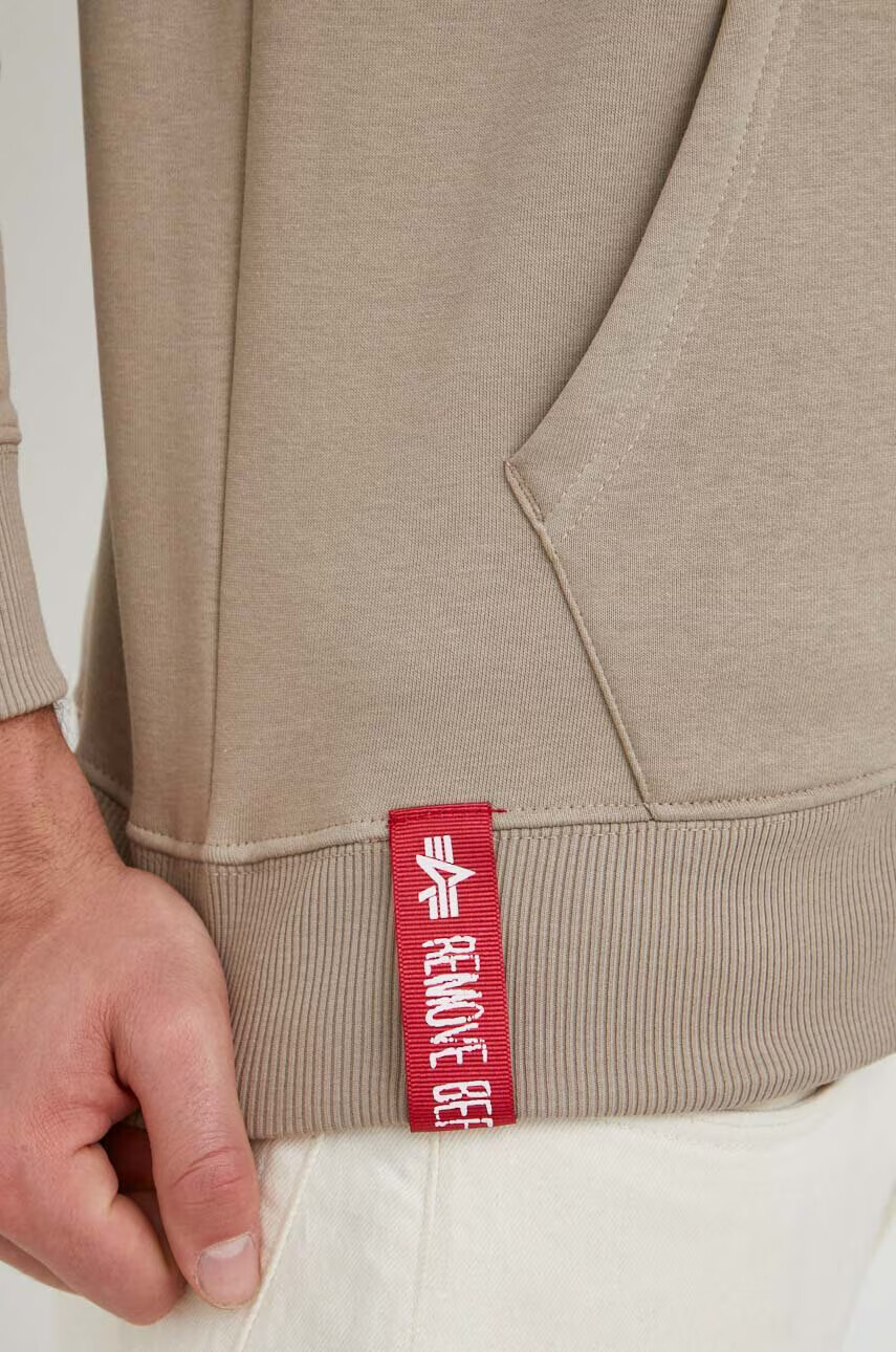 Alpha Industries Суичър в бежово с качулка с принт - Pepit.bg