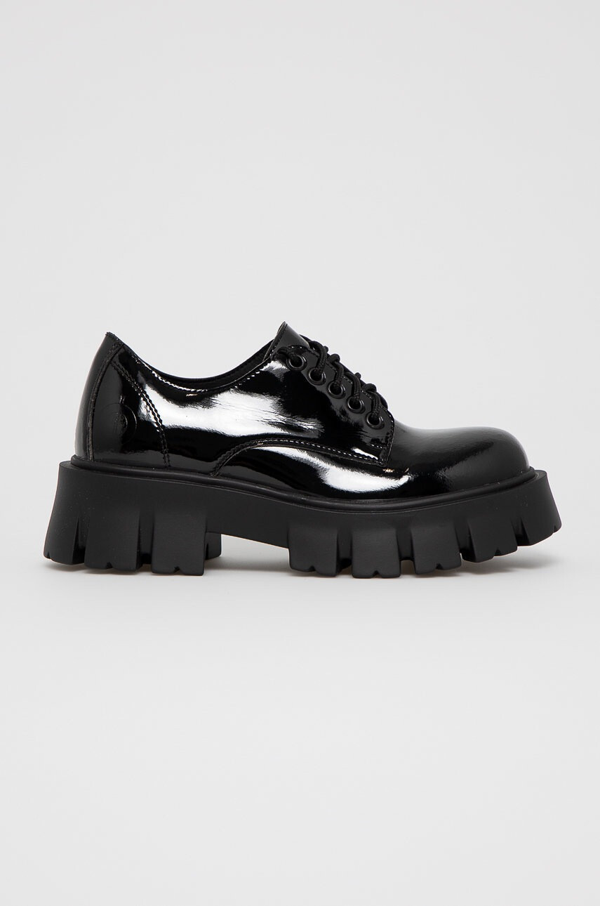 Altercore Половинки обувки Deidra Vegan Black Patent дамски в черно с платформа - Pepit.bg