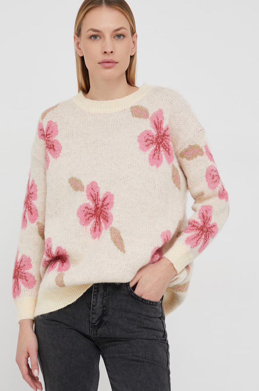 Answear Lab Пуловер с вълна дамски в бежово - Pepit.bg