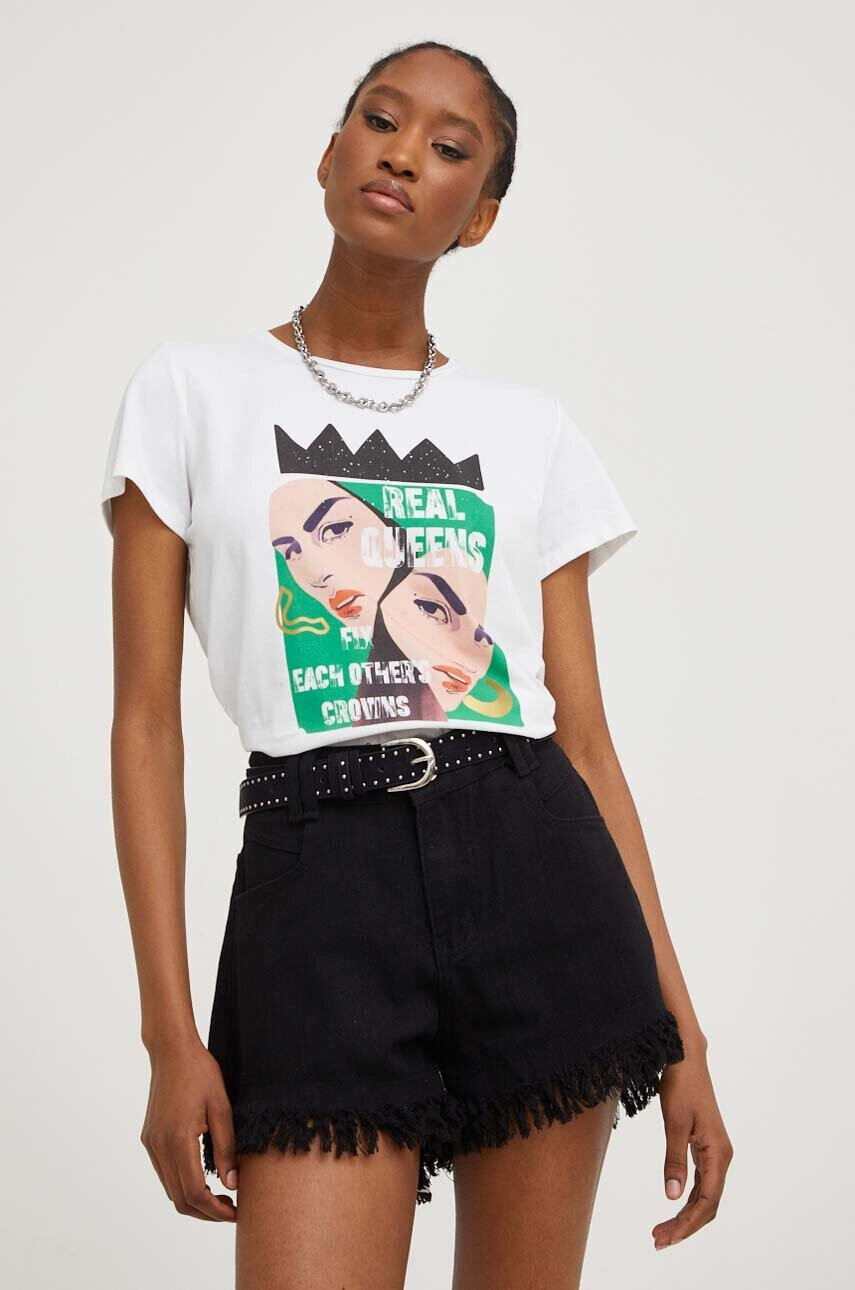 Answear Lab Тениска X limited collection BE SHERO в бяло - Pepit.bg