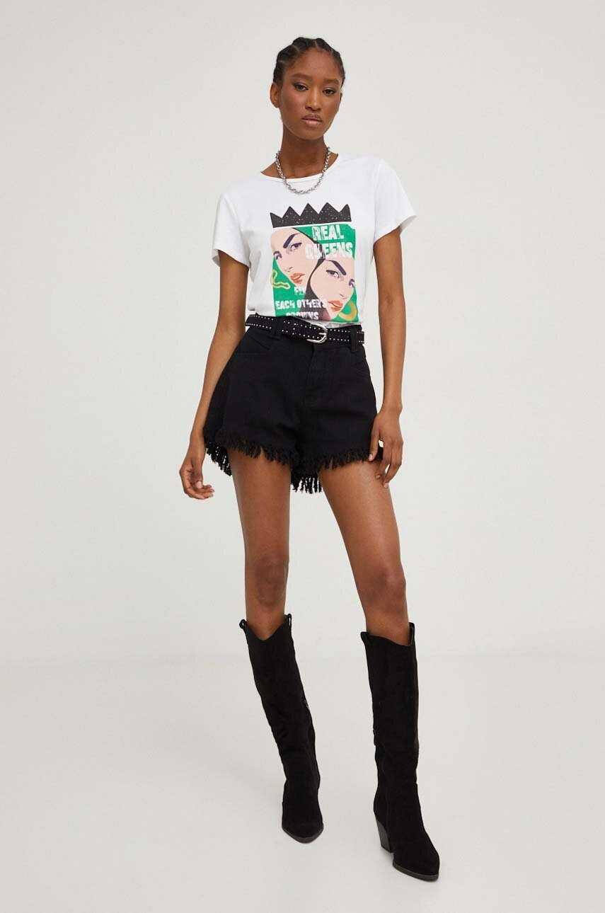 Answear Lab Тениска X limited collection BE SHERO в бяло - Pepit.bg