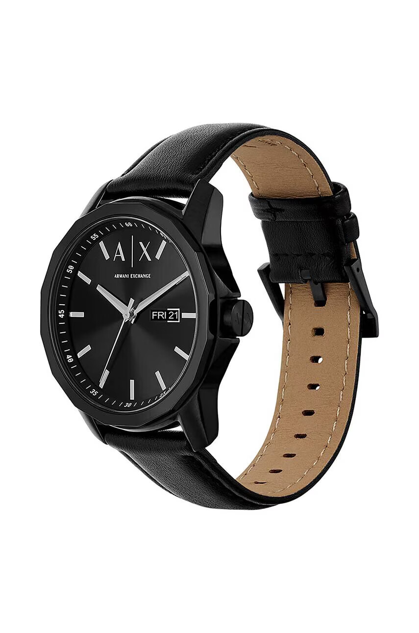 Armani Exchange Часовник и гривна мъжки в черно - Pepit.bg