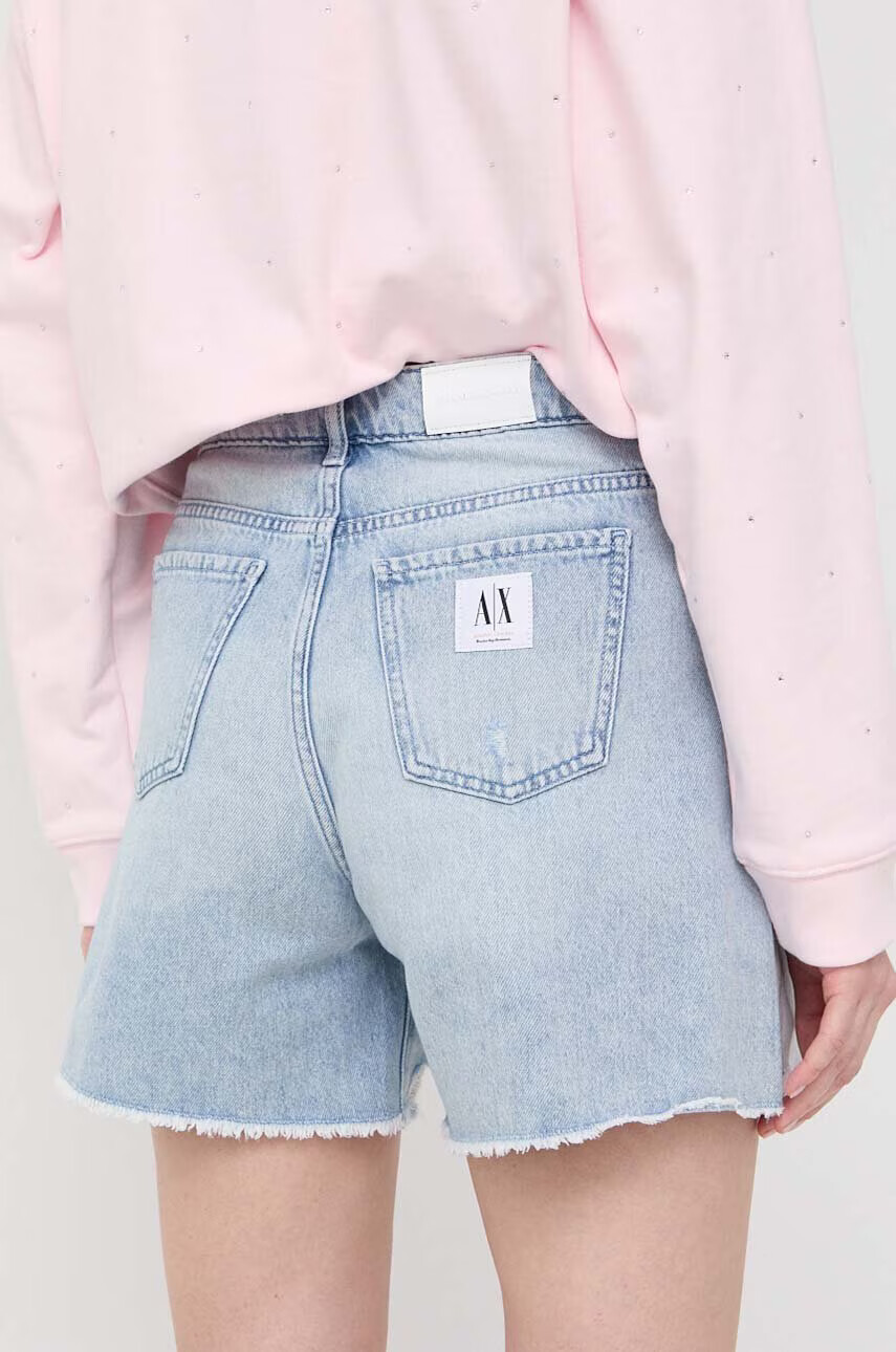 Armani Exchange Дънкови къси панталони в синьо с десен с висока талия - Pepit.bg