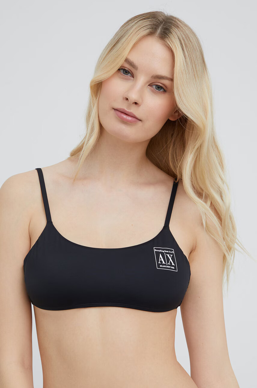 Armani Exchange Горнище на бански в черно с мека чашка - Pepit.bg