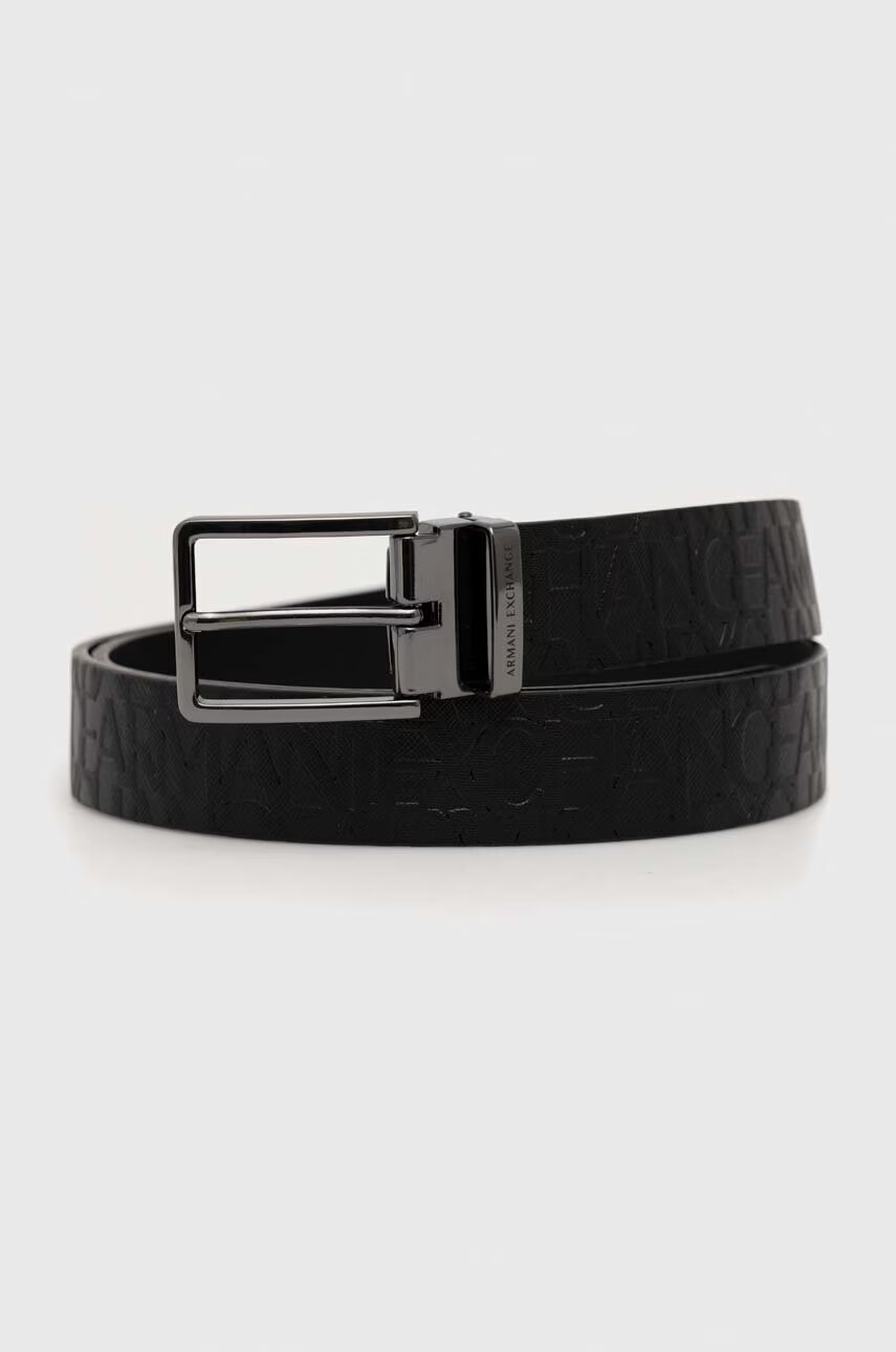 Armani Exchange Колан мъжки в черно - Pepit.bg