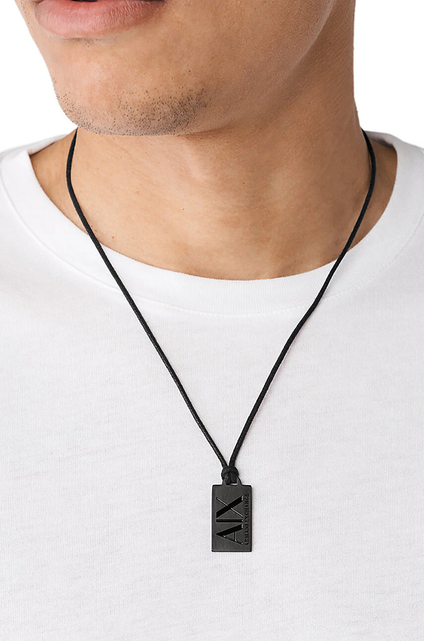Armani Exchange Колие мъжки в черно - Pepit.bg