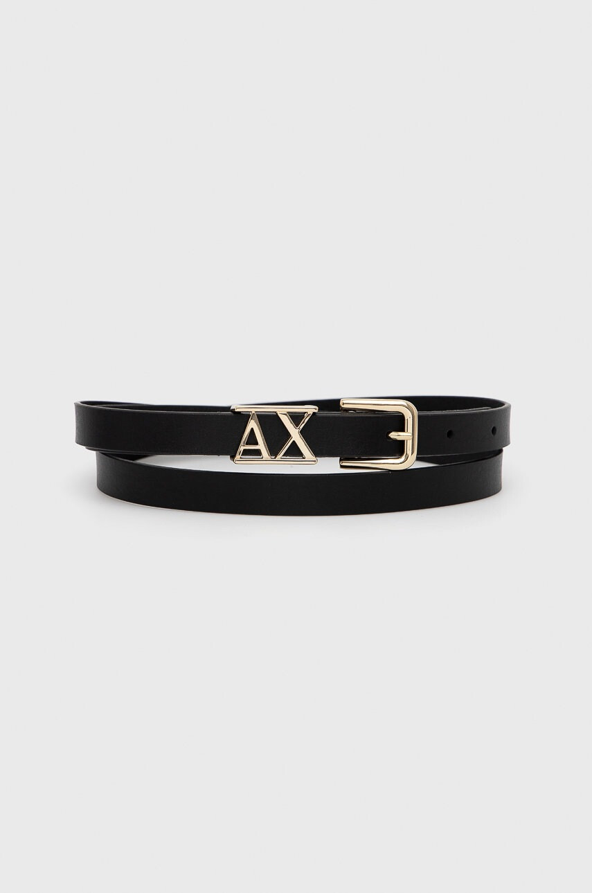 Armani Exchange Кожен колан дамски в черно - Pepit.bg