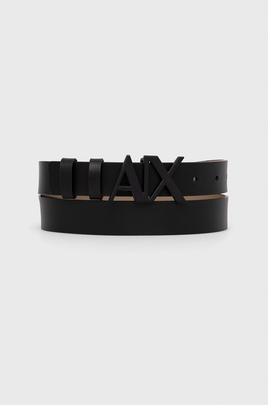 Armani Exchange Кожен колан дамски в черно - Pepit.bg
