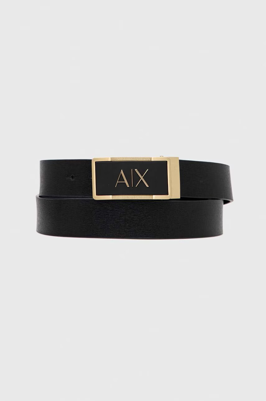Armani Exchange Кожен колан мъжки в черно - Pepit.bg