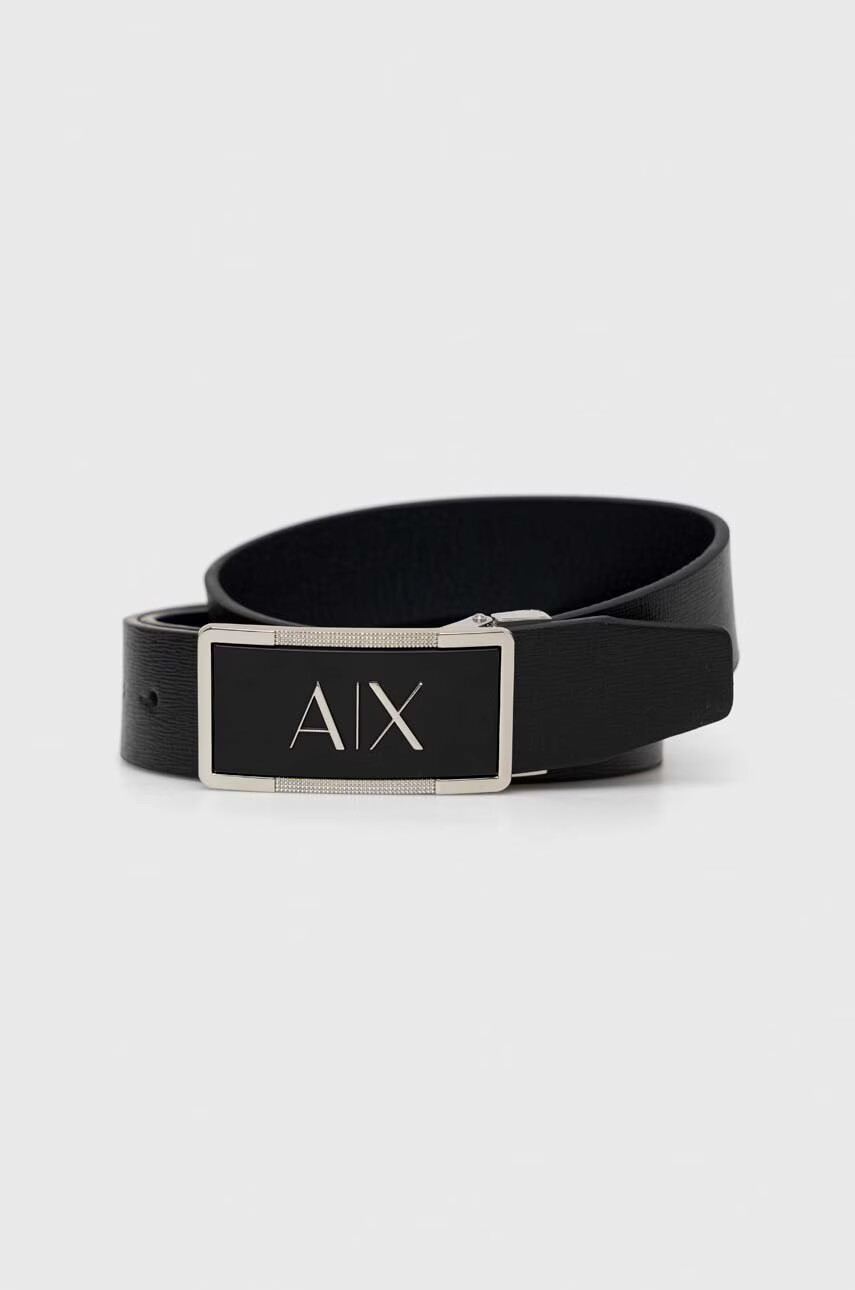 Armani Exchange Кожен колан мъжки в черно - Pepit.bg