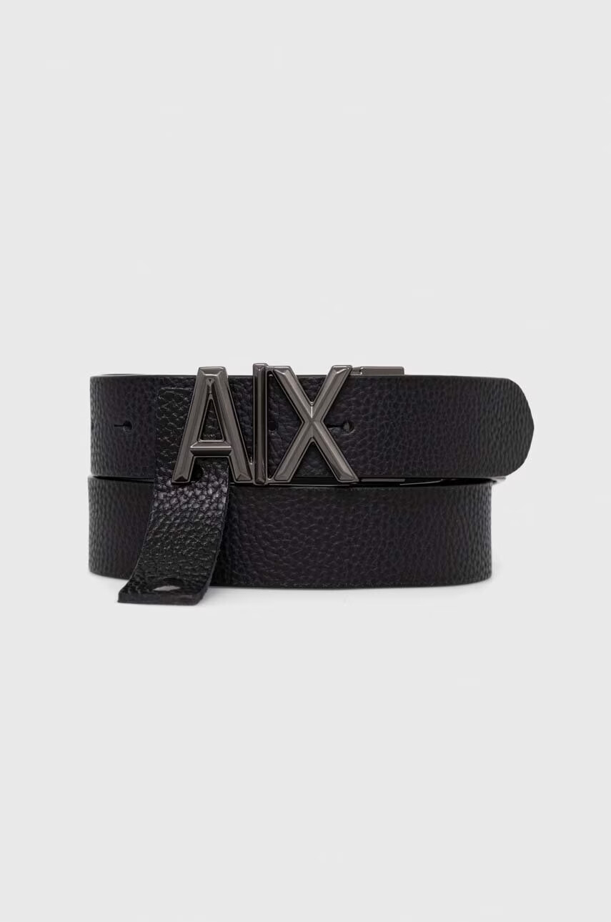 Armani Exchange Кожен колан мъжки в черно - Pepit.bg