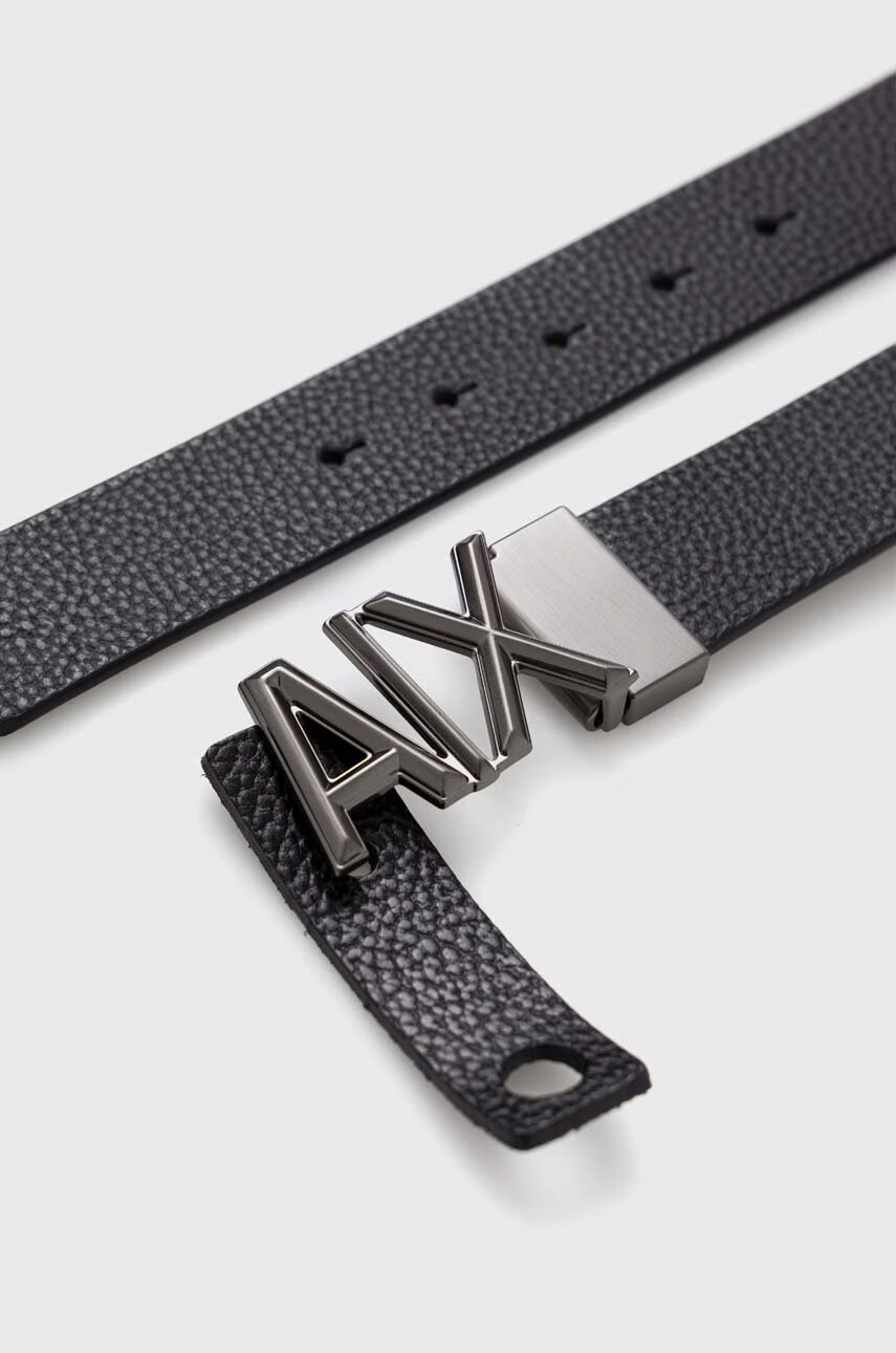 Armani Exchange Кожен колан мъжки в черно - Pepit.bg