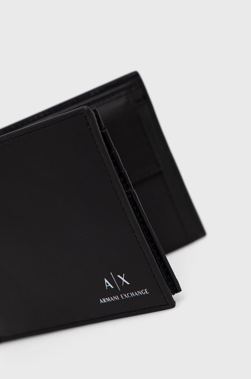 Armani Exchange Кожен портфейл мъжки в черно - Pepit.bg