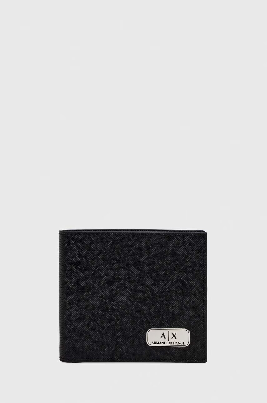Armani Exchange Кожен портфейл и ключодържател в черно - Pepit.bg