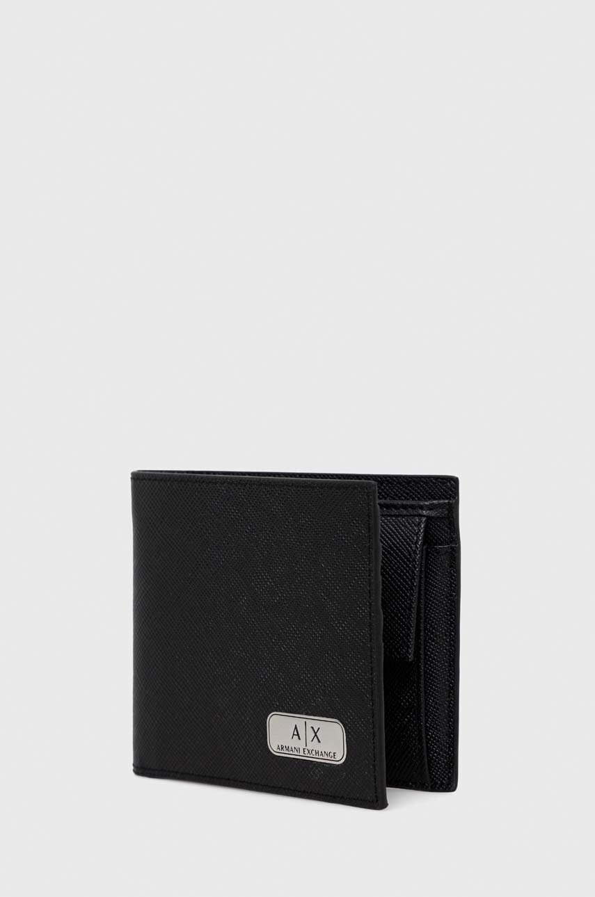 Armani Exchange Кожен портфейл и ключодържател в черно - Pepit.bg